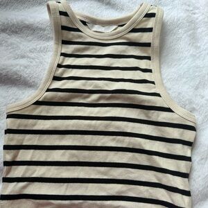H&M Black and Cream Striped Tank Top
